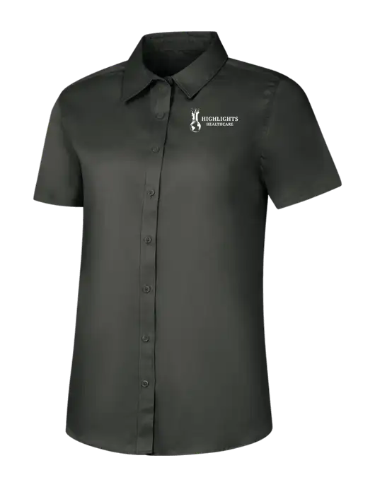 Womens Dark Grey Short Sleeve Superpro React Twill Shirt w/Highlights Healthcare Logo