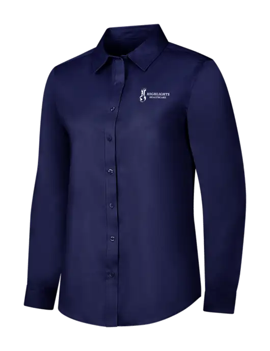 Navy Womens Long Sleeve Superpro React Twill Shirt w/Highlights Healthcare Logo