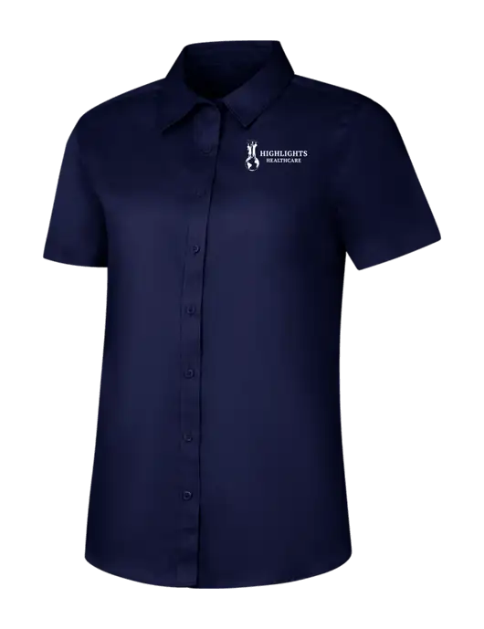 Womens Navy Short Sleeve Superpro React Twill Shirt w/Highlights Healthcare Logo