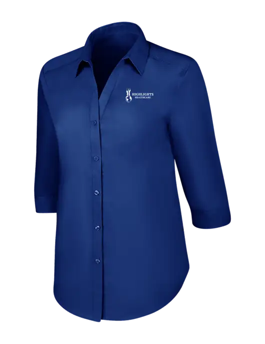 Womens Royal 3/4 Sleeve Carefree Poplin Shirt w/Highlights Healthcare Logo
