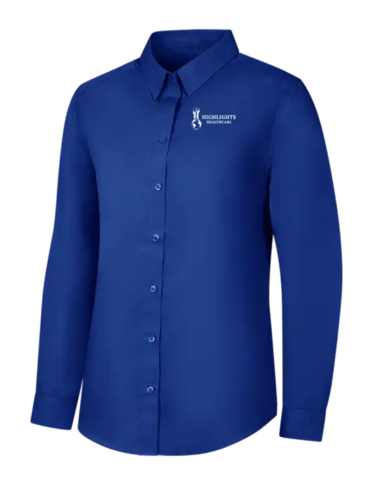 Womens Royal Long Sleeve Carefree Poplin Shirt w/Highlights Healthcare Logo