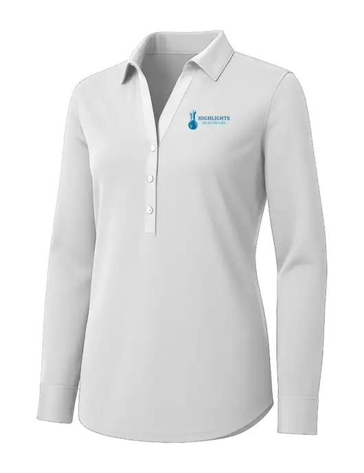 Womens White City Stretch Shirt w/Highlights Healthcare Logo
