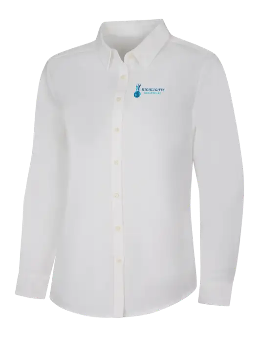 Womens White Long Sleeve Superpro React Twill Shirt w/Highlights Healthcare Logo
