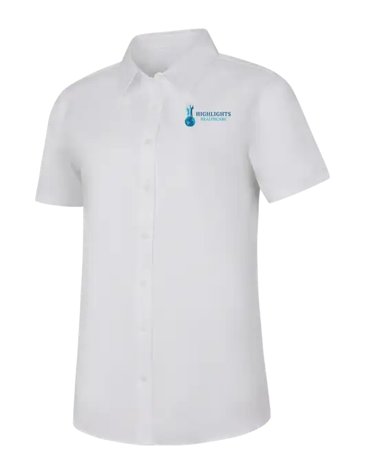 Womens White Short Sleeve Superpro React Twill Shirt w/Highlights Healthcare Logo
