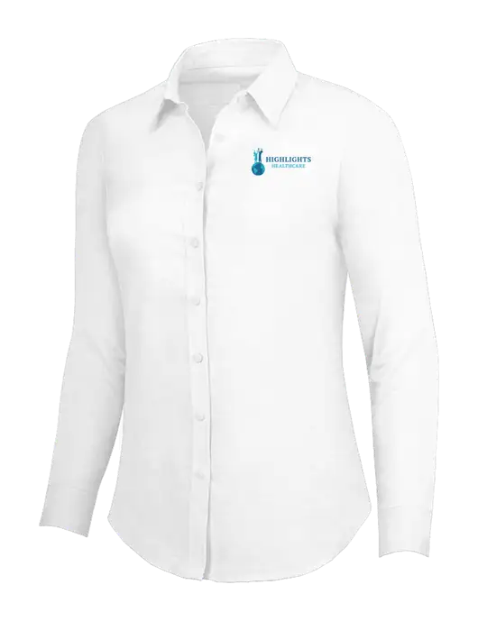 White Womens SuperPro Oxford Shirt w/Highlights Healthcare Logo