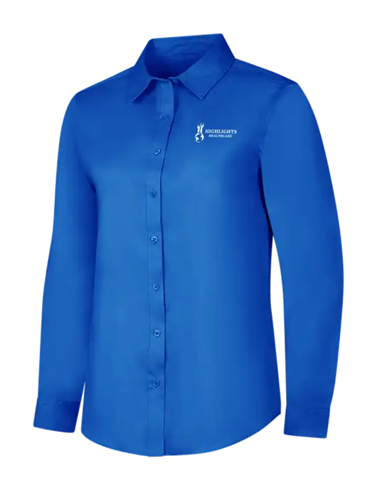 Womens Long Sleeve Royal Blue Superpro React Twill Shirt w/Highlights Healthcare Logo