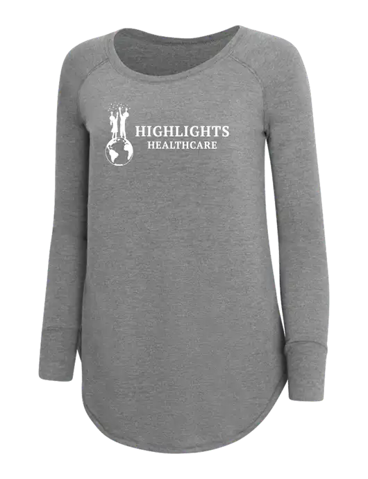 Womens Perfect Wide Collar Tunic Tri-Blend Grey Frost 4.5 oz T-Shirt w/Highlights Healthcare Logo