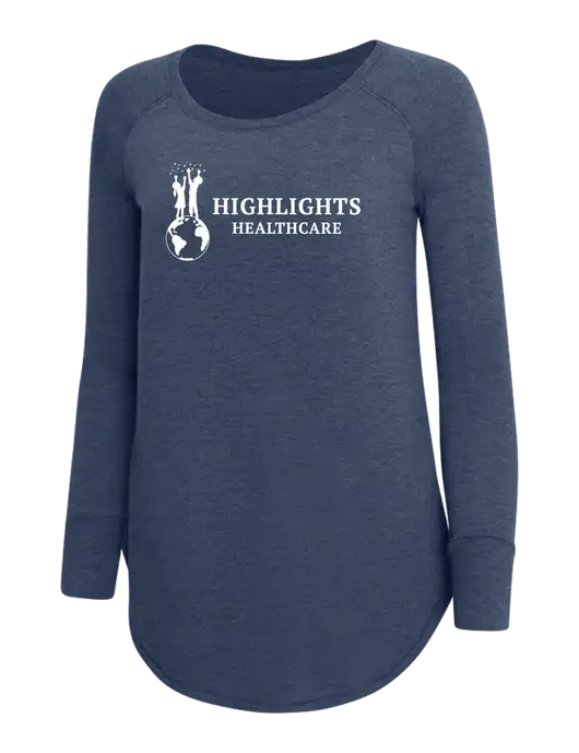Womens Perfect Wide Collar Tunic Tri-Blend Navy Frost 4.5 oz T-Shirt w/Highlights Healthcare Logo
