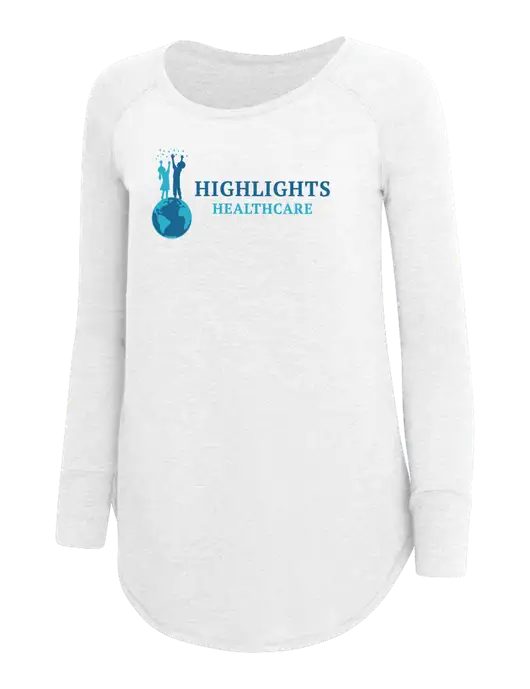 Womens Perfect Wide Collar Tunic Tri-Blend White 4.5 oz T-Shirt w/Highlights Healthcare Logo