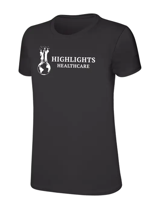 Womens Ring Spun Charcoal 4.5 oz T-Shirt w/Highlights Healthcare Logo
