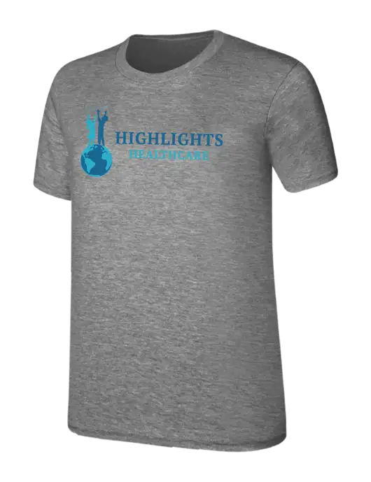 Womens Ring Spun Light Grey Heather 4.5 oz T-Shirt w/Highlights Healthcare Logo