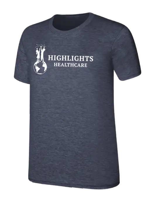Womens Ring Spun Heather Navy 4.5 oz T-Shirt w/Highlights Healthcare Logo