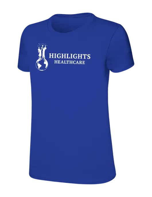 Womens Ring Spun Royal 4.5 oz T-Shirt w/Highlights Healthcare Logo