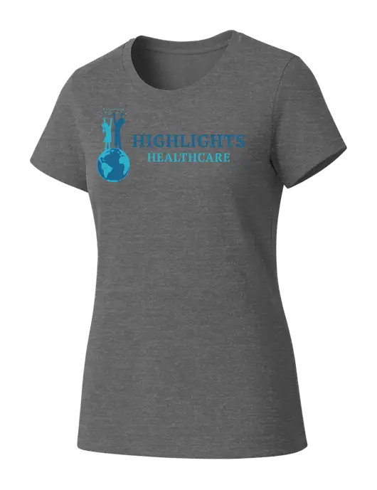 Womens Seriously Soft Grey Frost T-Shirt w/Highlights Healthcare Logo