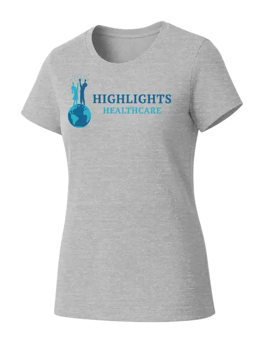 Womens Seriously Soft Light Heathered Grey T-Shirt w/Highlights Healthcare Logo
