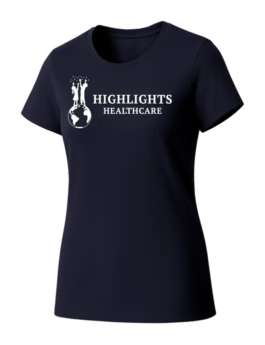 Womens Seriously Soft New Navy T-Shirt w/Highlights Healthcare Logo