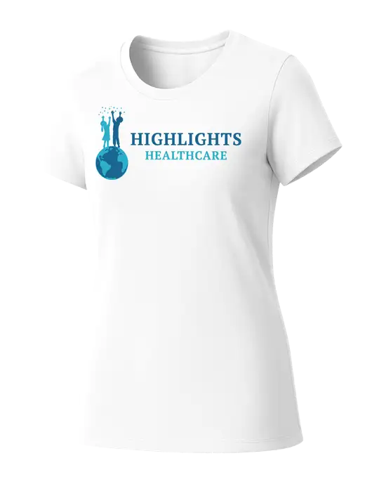 Womens Seriously Soft White T-Shirt w/Highlights Healthcare Logo