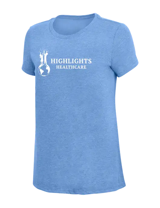 Womens Simply Soft Maritime Frost 4.5oz Poly/Combed Ring Spun Cotton T-Shirt
 w/Highlights Healthcare Logo