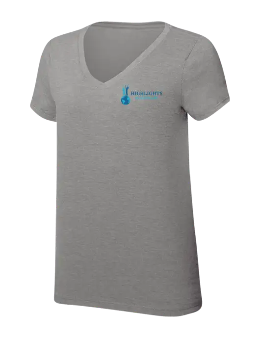Womens Simply Soft V-Neck Grey Frost 4.5oz  Poly/Combed Ring Spun Cotton T-Shirt w/Highlights Healthcare Logo