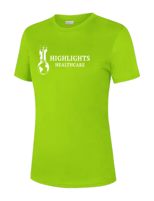 Womens Safety Green PosiCharge Competitor Tee w/Highlights Healthcare Logo