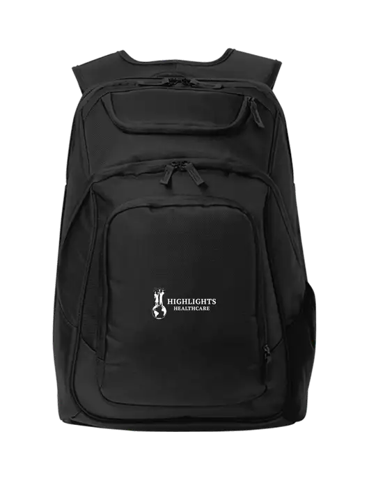 Executive Black Laptop Backpack w/Highlights Healthcare Logo