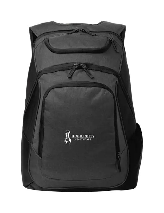 Executive Graphite Heather/Black Laptop Backpack w/Highlights Healthcare Logo