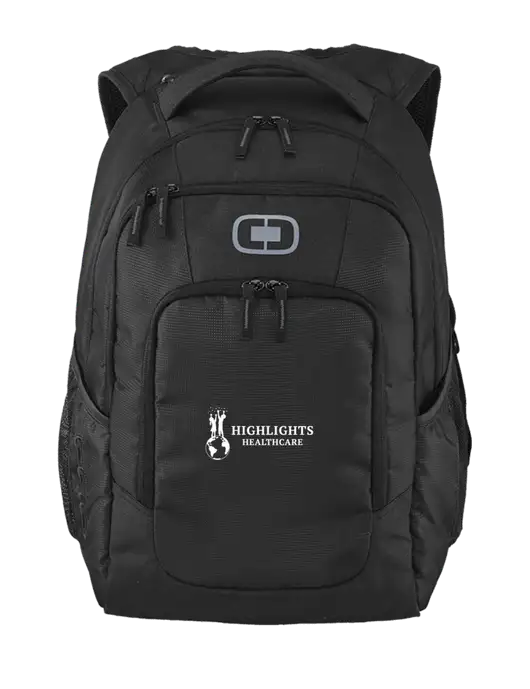 OGIO Black Logan Laptop Backpack
 w/Highlights Healthcare Logo