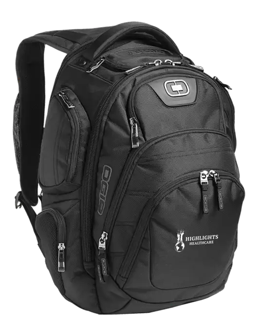 OGIO Black Stratagem Laptop Backpack w/Highlights Healthcare Logo