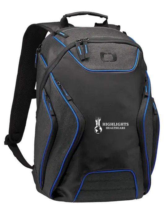 OGIO Royal Blue/Heather Grey Hatch Laptop Backpack
 w/Highlights Healthcare Logo