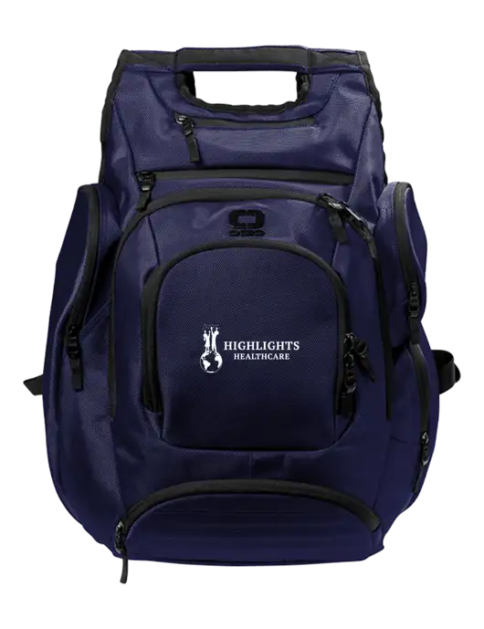 OGIO Navy Metro Ballistic Laptop Backpack w/Highlights Healthcare Logo