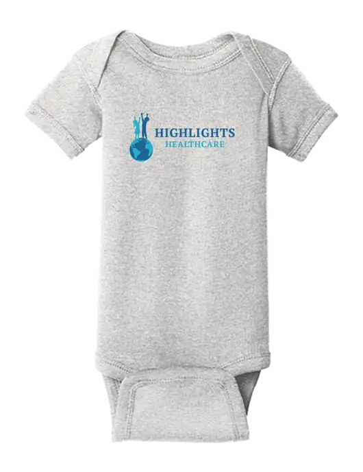 Rabbit Skins Light Grey Heather Infant Short Sleeve Baby Rib Bodysuit w/Highlights Healthcare Logo