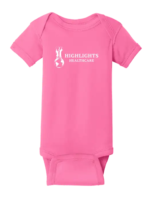 Rabbit Skins Hot Pink Infant Short Sleeve Baby Rib Bodysuit w/Highlights Healthcare Logo