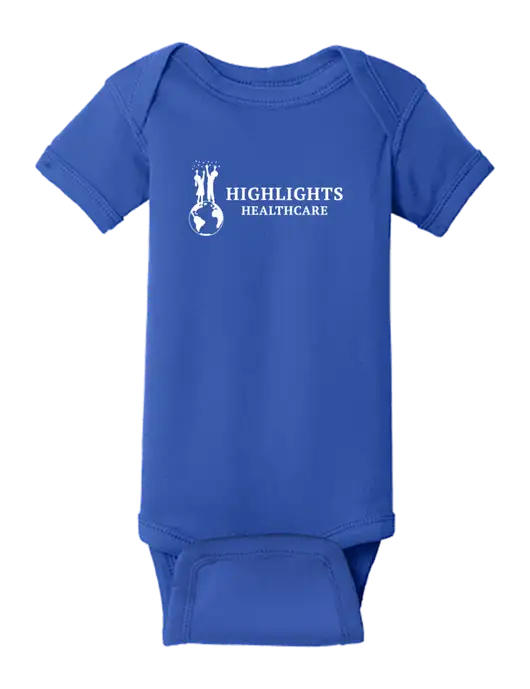Rabbit Skins Royal Infant Short Sleeve Baby Rib Bodysuit w/Highlights Healthcare Logo