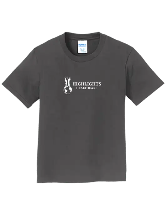 Youth Ring Spun Charcoal 4.5 oz T-Shirt w/Highlights Healthcare Logo
