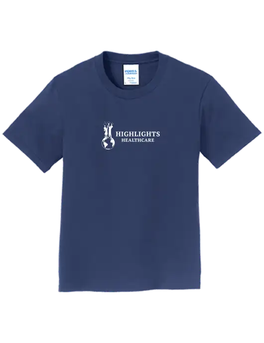Youth Ring Spun Navy 4.5 oz T-Shirt w/Highlights Healthcare Logo