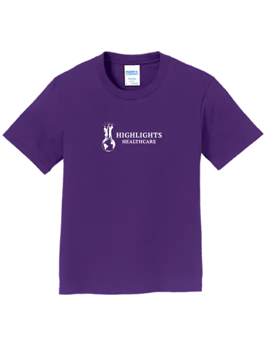 Youth Ring Spun Purple 4.5 oz T-Shirt w/Highlights Healthcare Logo