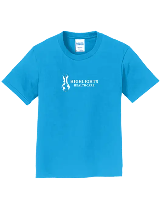 Youth Ring Spun Sapphire 4.5 oz T-Shirt w/Highlights Healthcare Logo