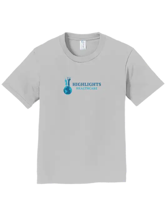 Youth Ring Spun Silver 4.5 oz T-Shirt w/Highlights Healthcare Logo