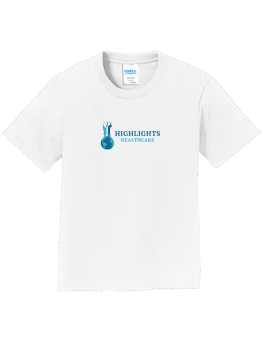Youth Ring Spun White 4.5 oz T-Shirt w/Highlights Healthcare Logo