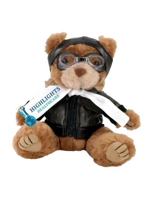8" Brown Aviator Bear w/Highlights Healthcare Logo