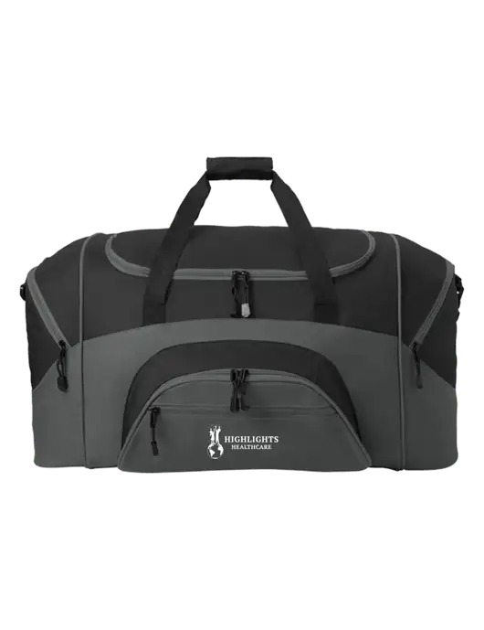 Standard Colorblock Black/Dark Grey Sport Duffel w/Highlights Healthcare Logo