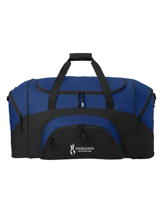 Standard Colorblock Royal/Black Sport Duffel w/Highlights Healthcare Logo