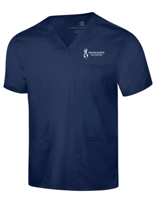 Wink Navy Mens Premiere Flex V-Neck Top w/Highlights Healthcare Logo