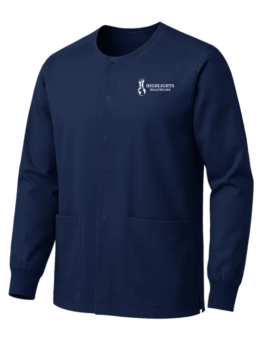 Wink Navy Unisex WorkFlex Snap-Front Scrub Jacket w/Highlights Healthcare Logo