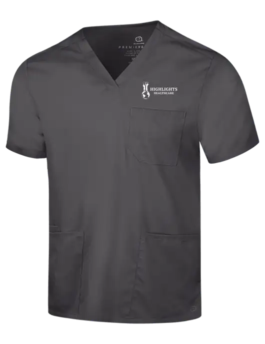Wink Pewter Mens Premiere Flex V-Neck Top w/Highlights Healthcare Logo