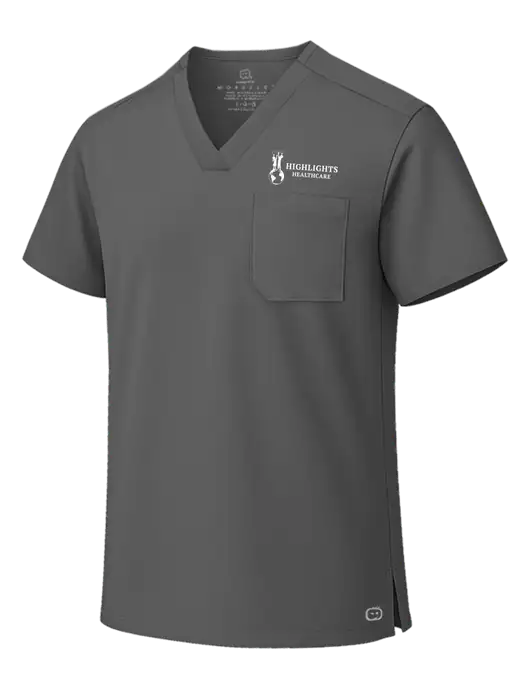 Wink Pewter Unisex WorkFlex Chest Pocket V-Neck Top  w/Highlights Healthcare Logo