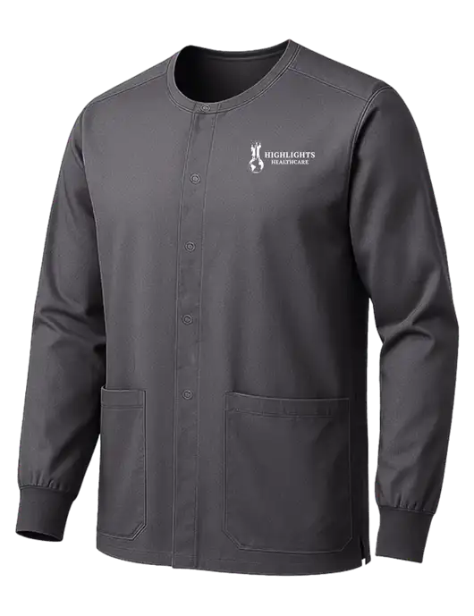 Wink Pewter Unisex WorkFlex Snap-Front Scrub Jacket w/Highlights Healthcare Logo