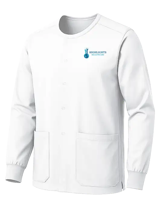 Wink White Unisex WorkFlex Snap-Front Scrub Jacket w/Highlights Healthcare Logo