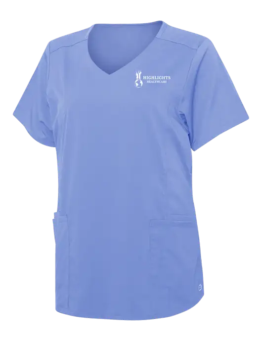 Wink Ceil Blue Womens Premiere Flex Mock Wrap Top w/Highlights Healthcare Logo