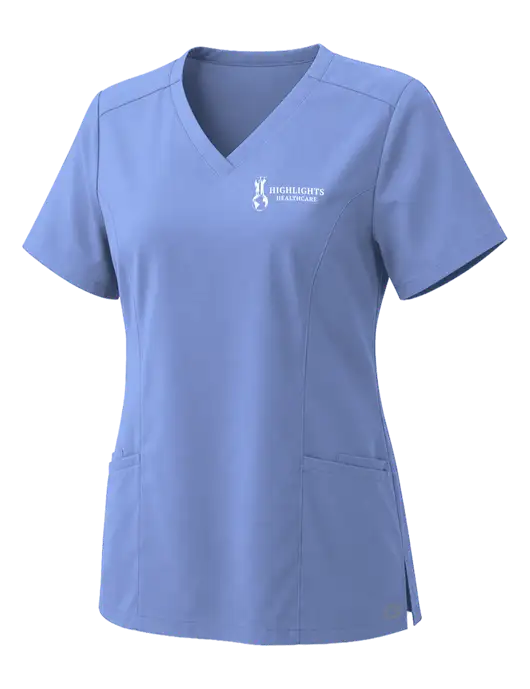 Wink Womens Ceil Blue Premiere Flex V-Neck Top w/Highlights Healthcare Logo